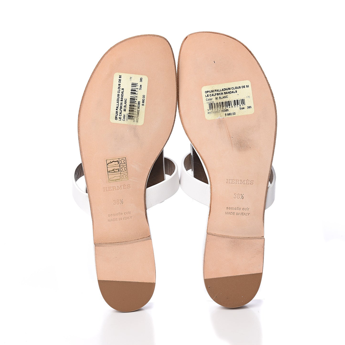 Calfskin Palladium Opium Clous De Selle Sandals 38.5 White