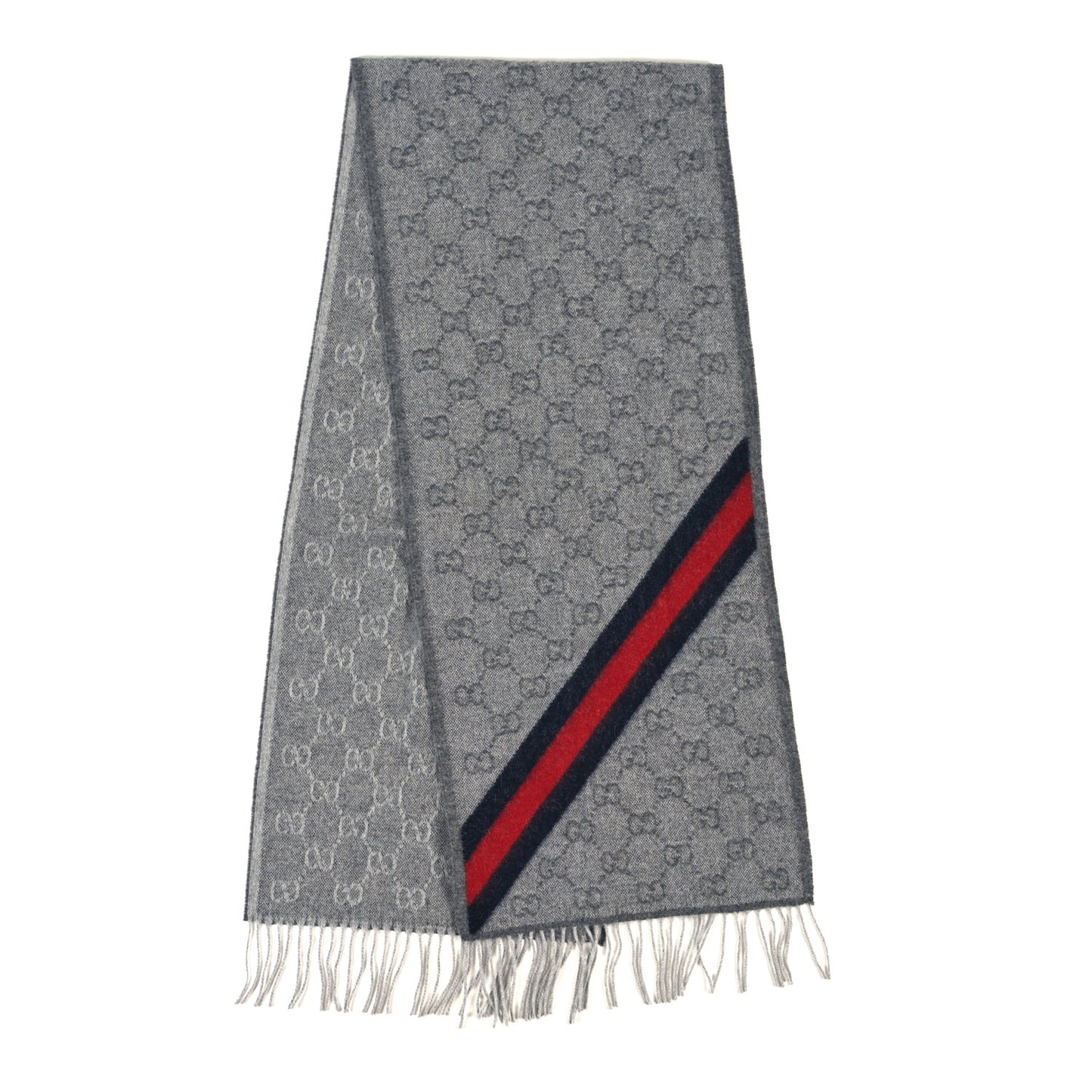 Wool Angora Monogram Web New Nikky Scarf Zinc Blue