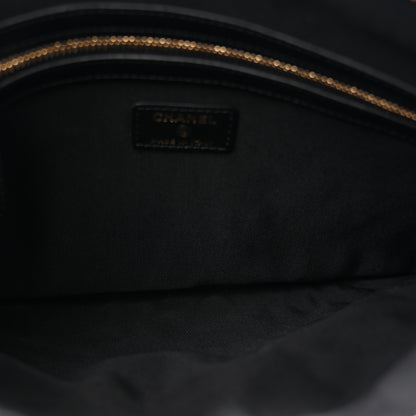 Chanel Calfskin Camellia Embossed Quilted Medium Cosmetic Case Black 5 of 7