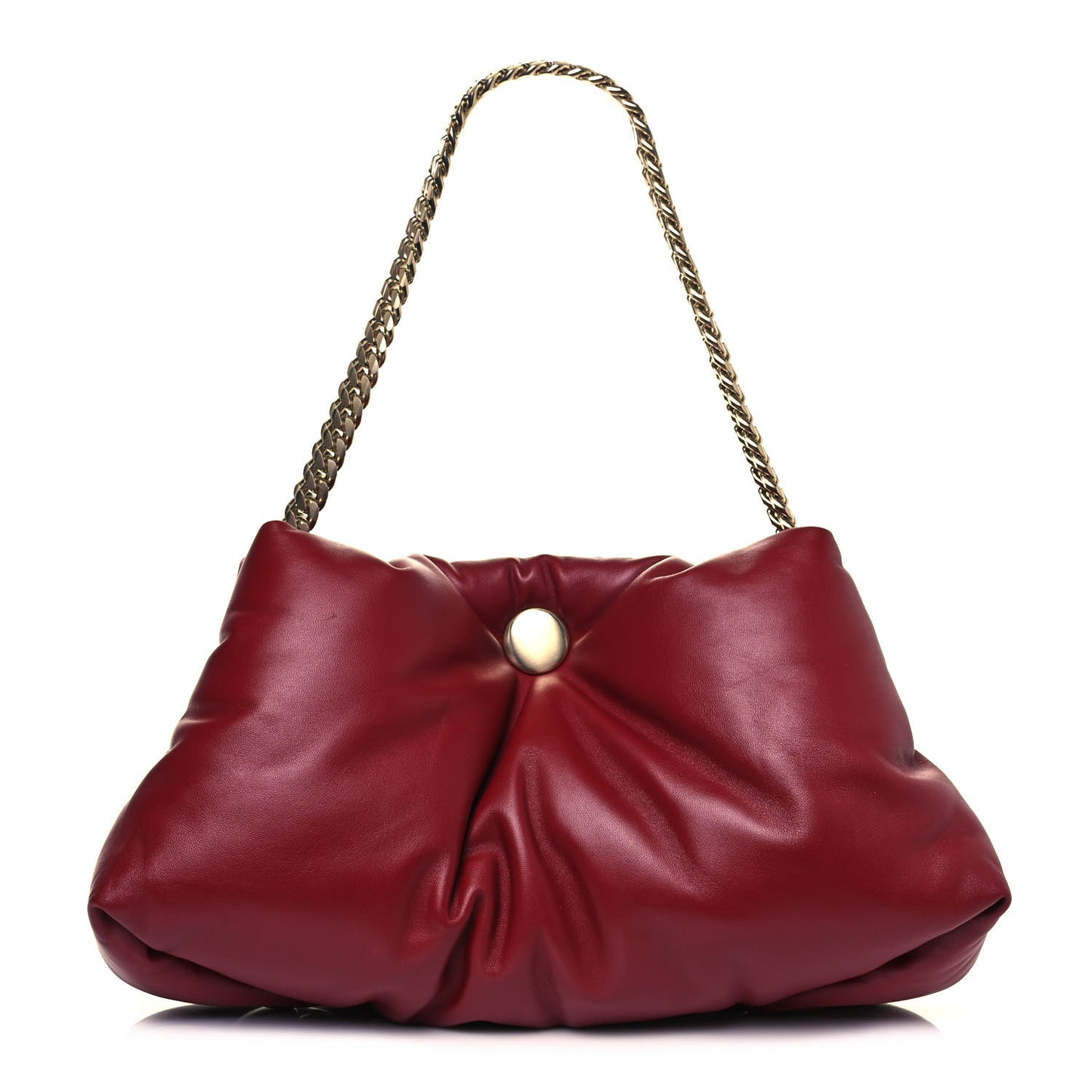 Lambskin Puffy Chain Tobo Bag Red