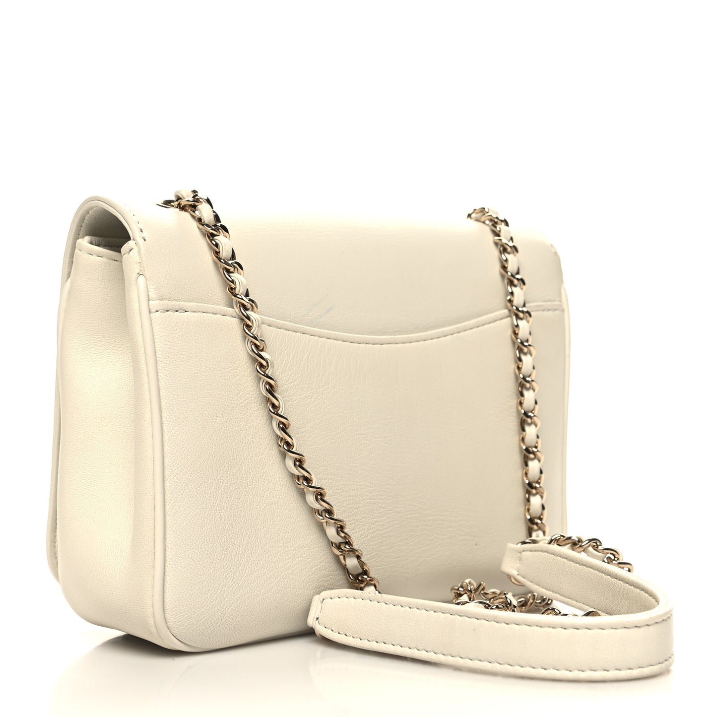 Lambskin CC Mania Flap Bag White