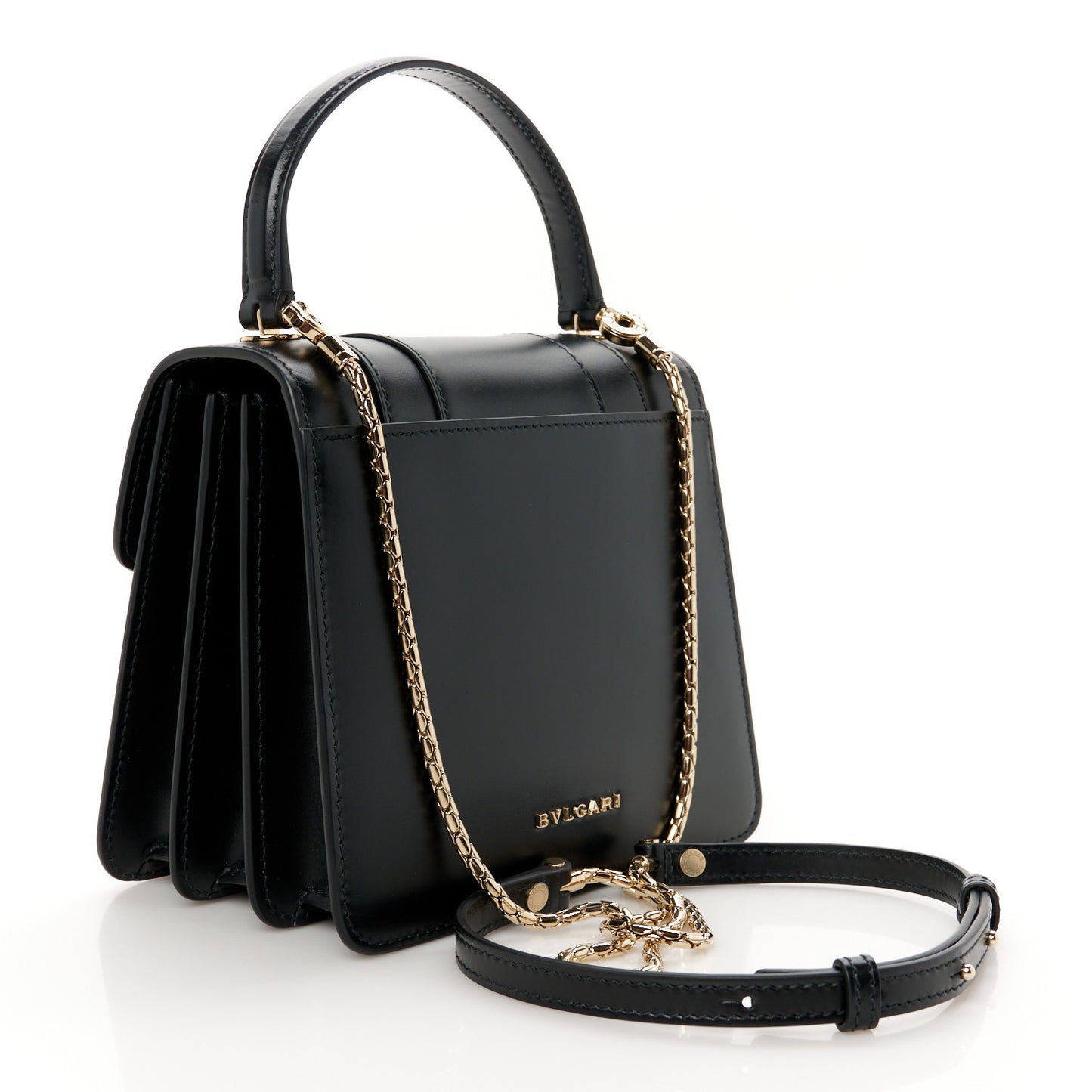 Calfskin Serpenti Forever Top Handle Black