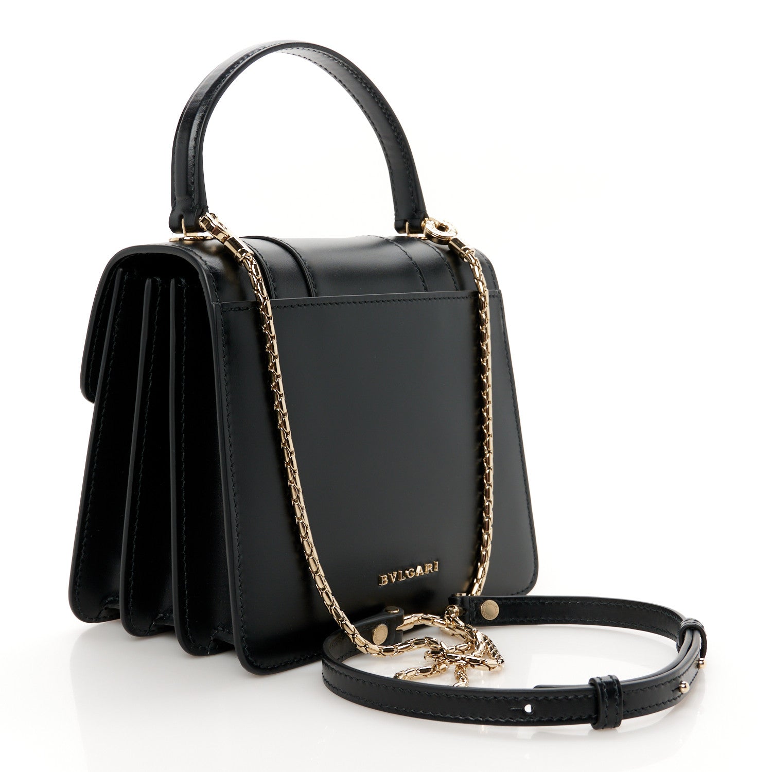 Bulgari Calfskin Serpenti Forever Top Handle Black 4 of 11