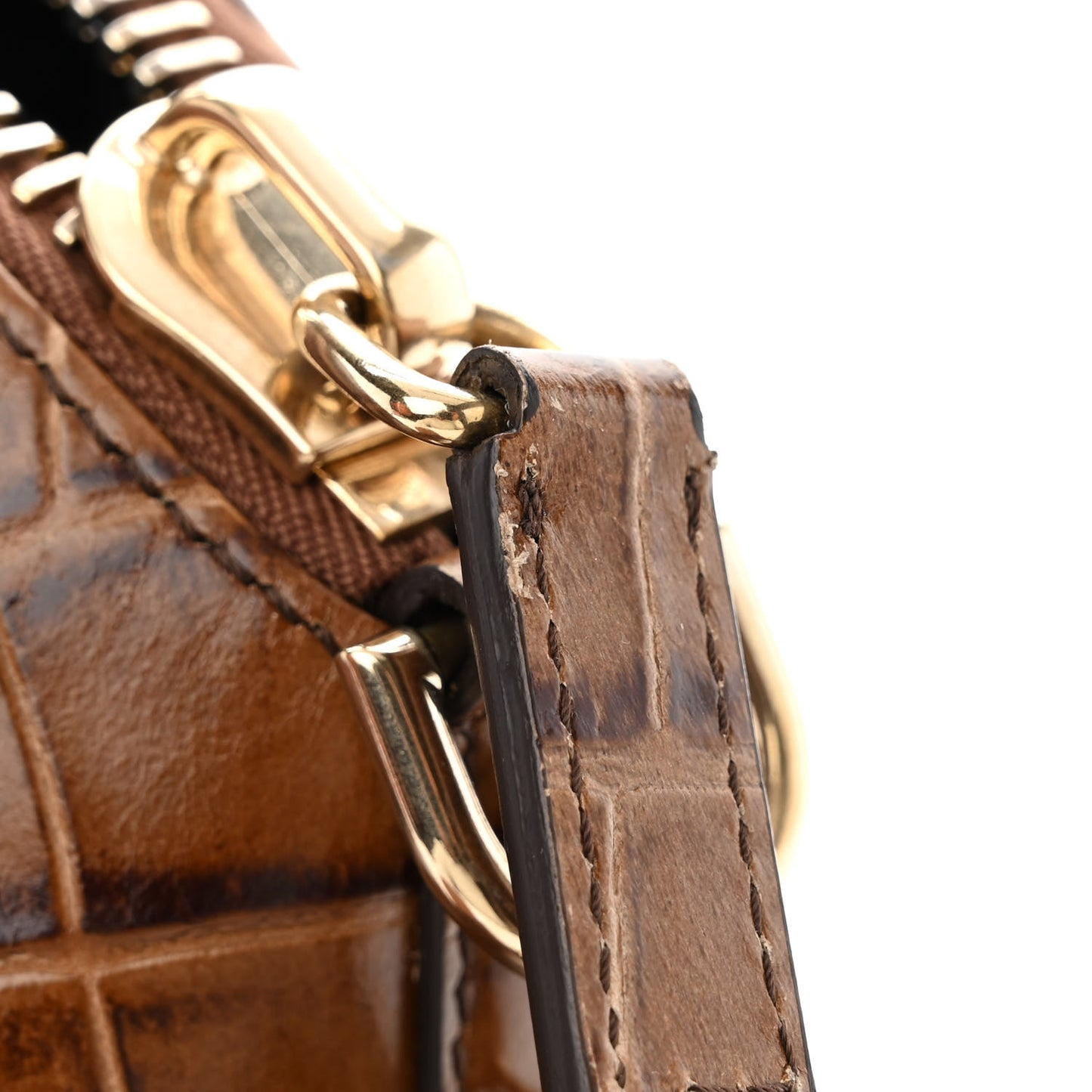 Calfskin Crocodile Embossed Small Antigona Brown