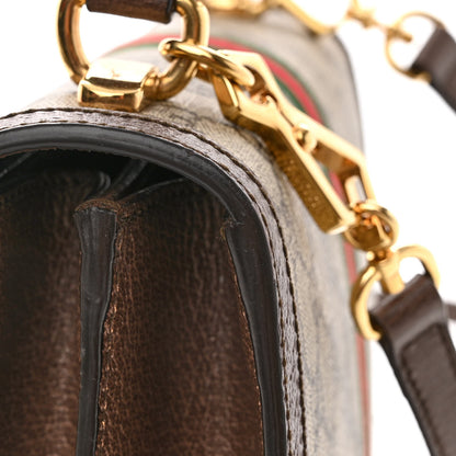 Gucci GG Supreme Monogram Textured Dollar Calfskin Web Small Ophidia Padlock Top Handle Bag Beige Ebony New Acero 10 of 11