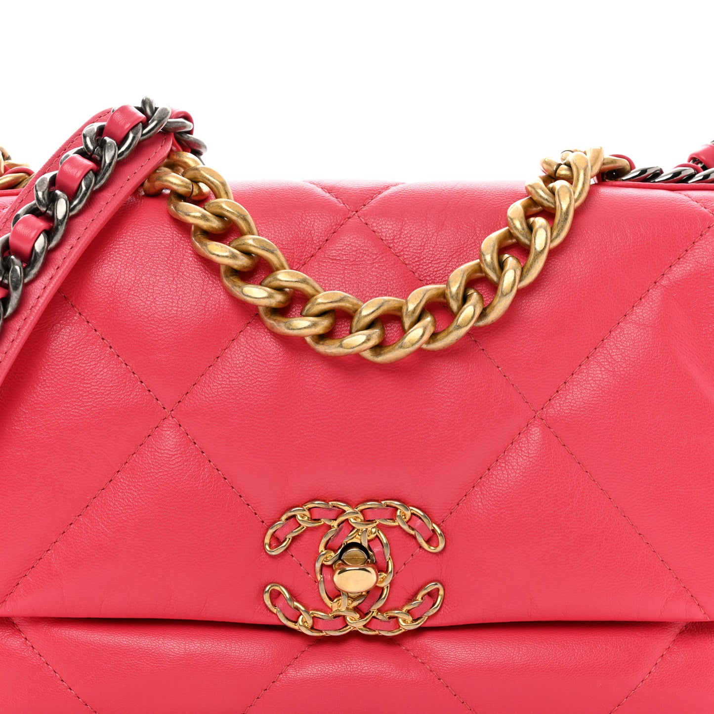 Goatskin Quilted Medium Chanel 19 Flap Pink