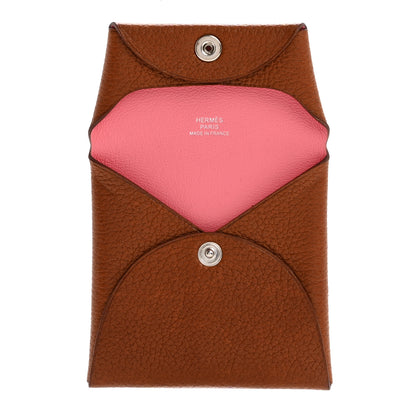 Hermes Barenia Faubourg Bastia Verso Coin Purse Fauve Rose D'ete 5 of 9