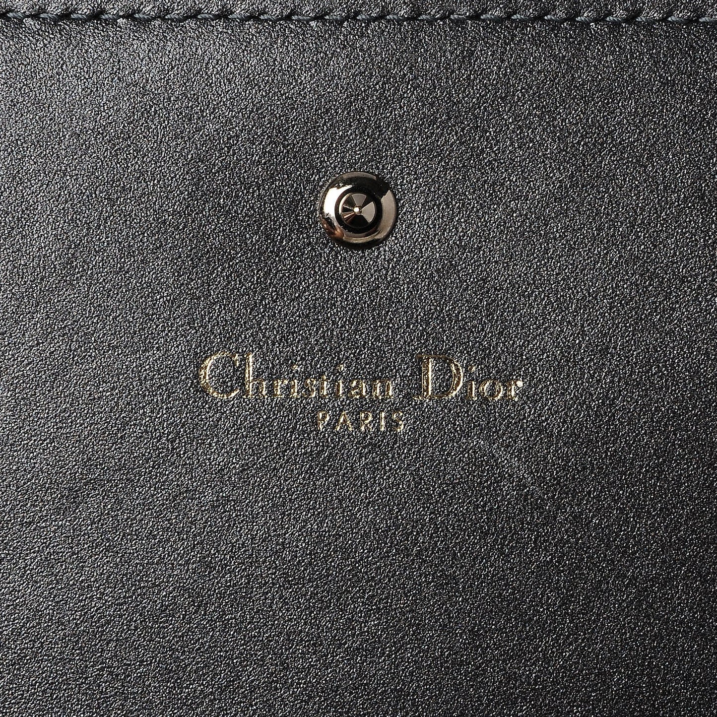 Metallic Grained Calfskin Diorama Croisiere Chain Wallet Gunmetal Grey