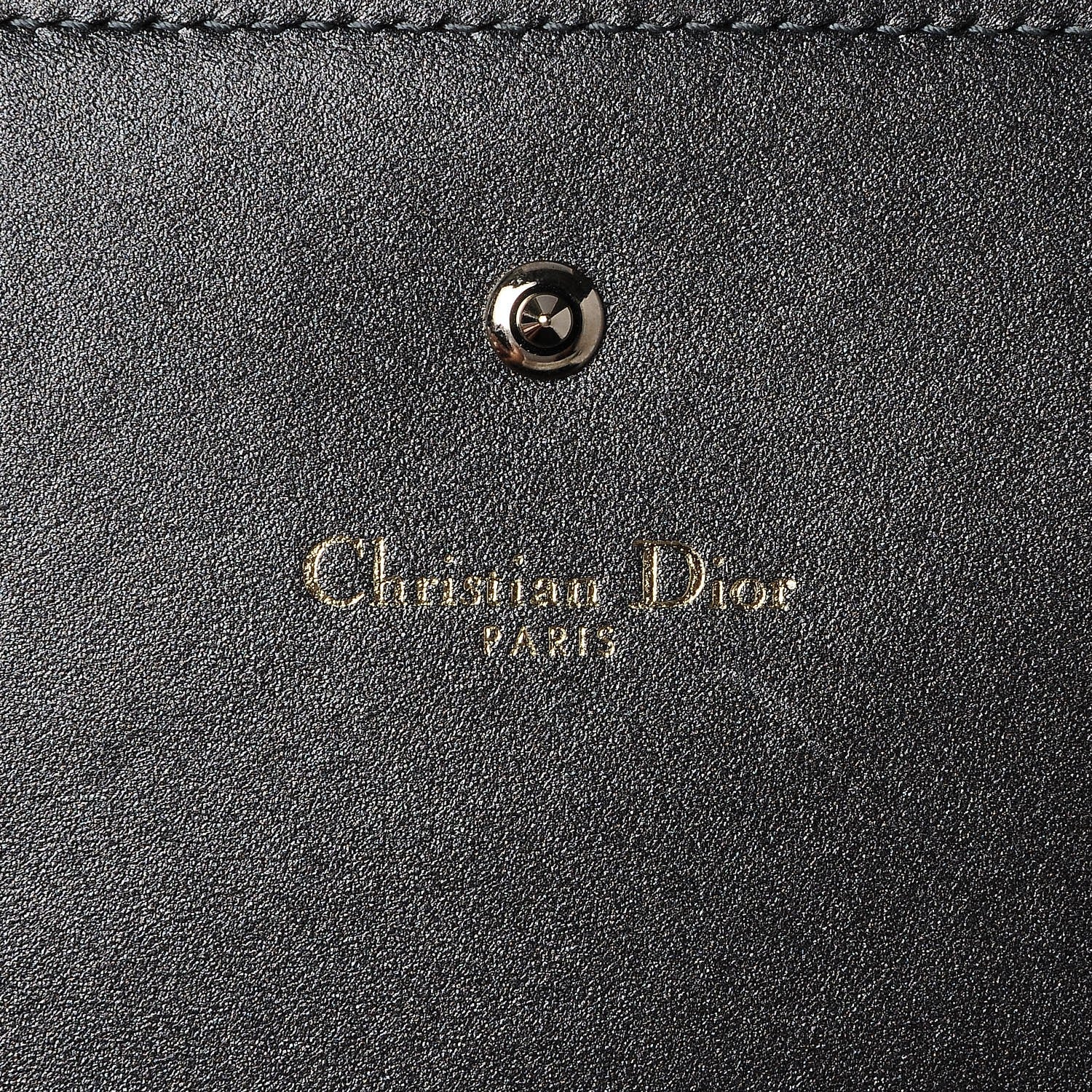 Christian Dior Metallic Grained Calfskin Diorama Croisiere Chain Wallet Gunmetal Grey 6 of 8