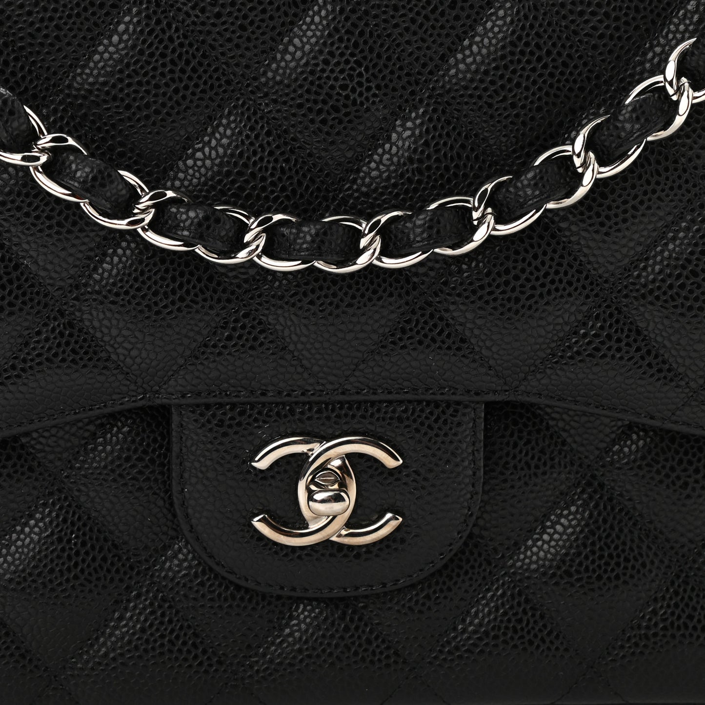Caviar Quilted Jumbo Double Flap Black
