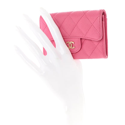 Chanel Caviar Quilted Flap Card Holder Wallet Pink 2 of 8