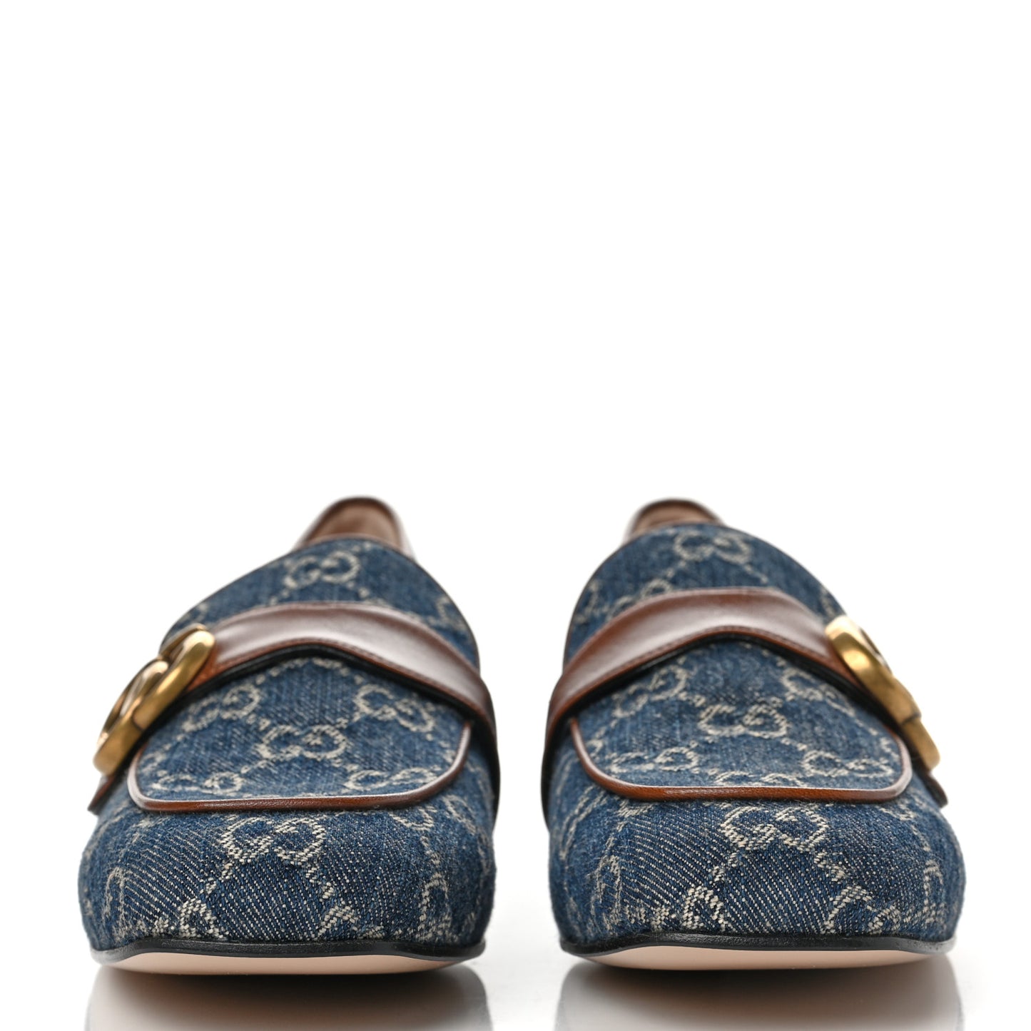 New Denim Monogram Malaga Kid GG Marmont Loafers 40 Blue Tea Cuir Epilog