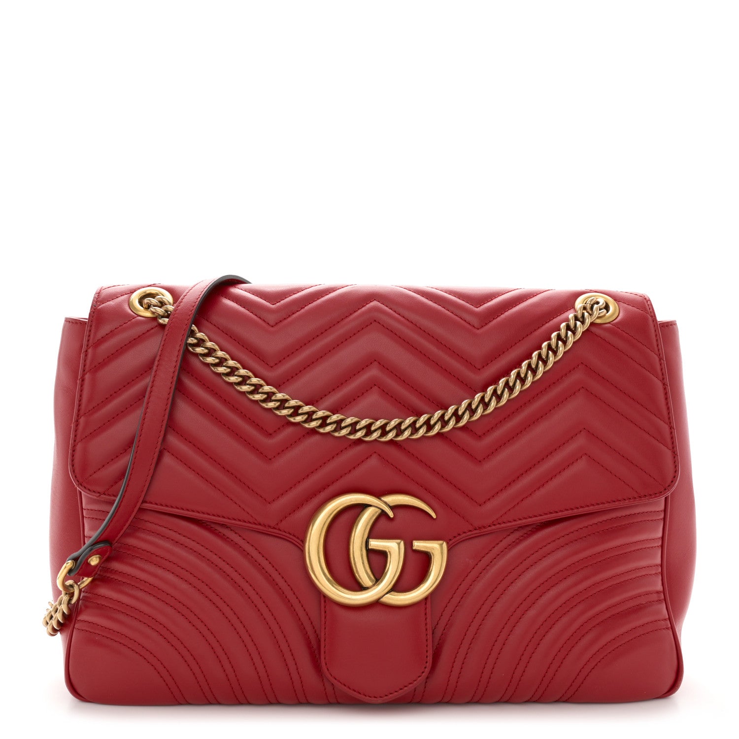 Gucci Calfskin Matelasse Large GG Marmont Shoulder Bag Hibiscus Red 1 of 10