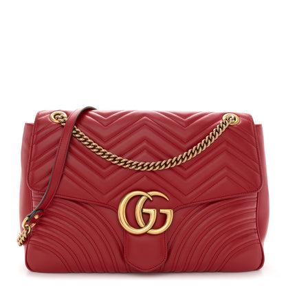 Gucci Calfskin Matelasse Large GG Marmont Shoulder Bag Hibiscus Red 1 of 10