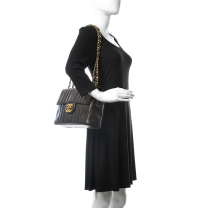 Chanel Lambskin Vertical Quilt Jumbo Flap Black 3 of 17