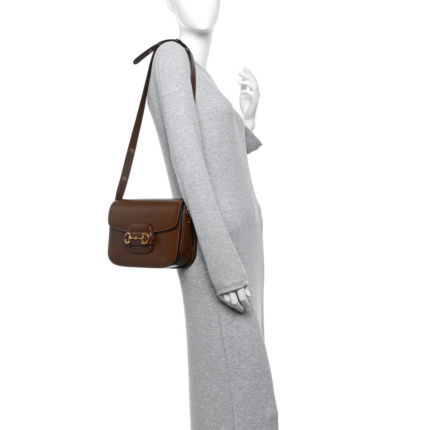 Azalea Calfskin Horsebit 1955 Shoulder Bag Brown Sugar