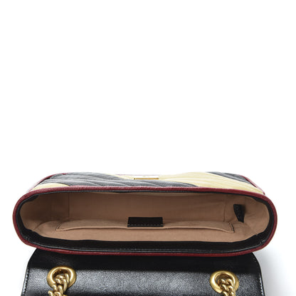 Gucci Azalea Calfskin Matelasse Diagonal Patchwork Mini Torchon GG Marmont Shoulder Bag Black Beige Romantic Cerise 4 of 9