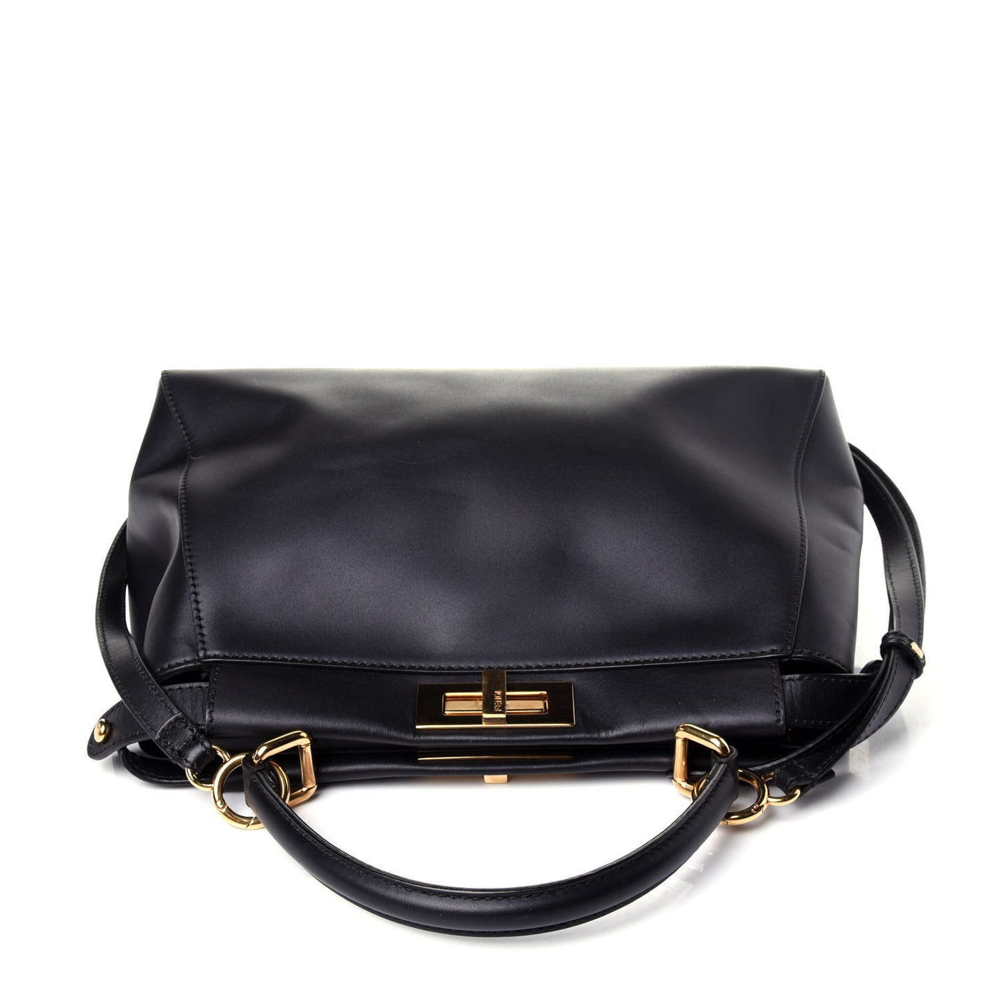 Vitello Morgan Shiny Nappa Medium Peekaboo Iconic Satchel Black