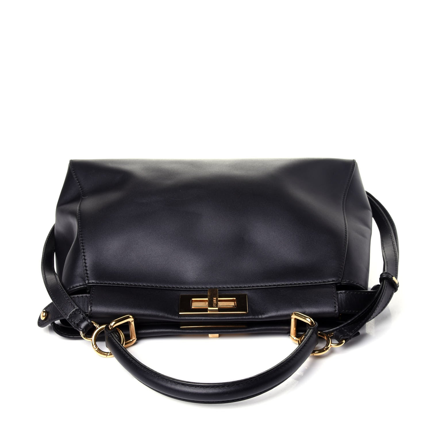 Fendi Vitello Morgan Shiny Nappa Medium Peekaboo Iconic Satchel Black 13 of 13