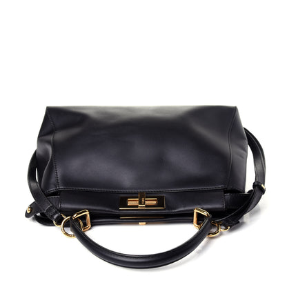 Fendi Vitello Morgan Shiny Nappa Medium Peekaboo Iconic Satchel Black 13 of 13