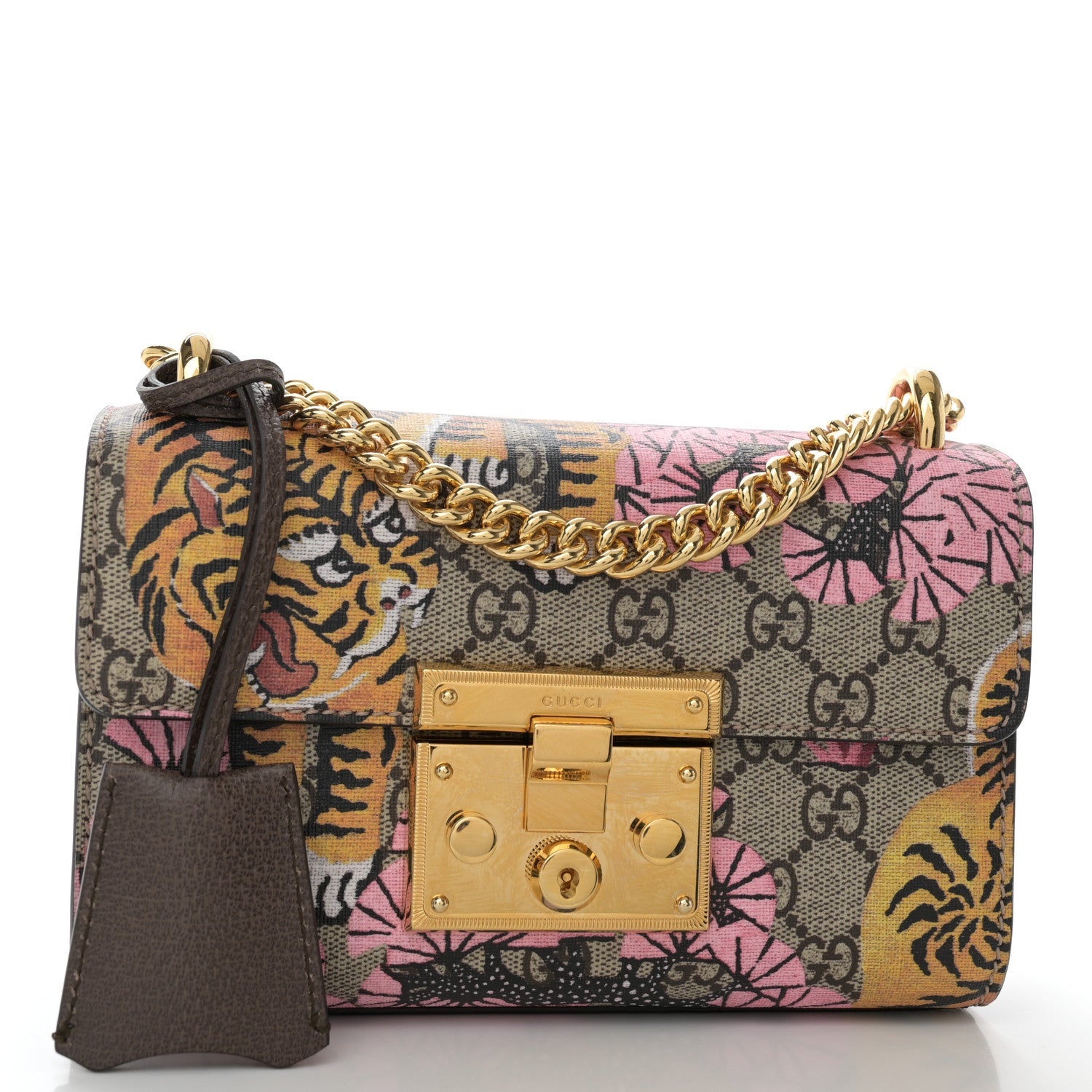 Gucci GG Supreme Monogram Bengal Small Padlock Shoulder Bag Beige Pink 1 of 11