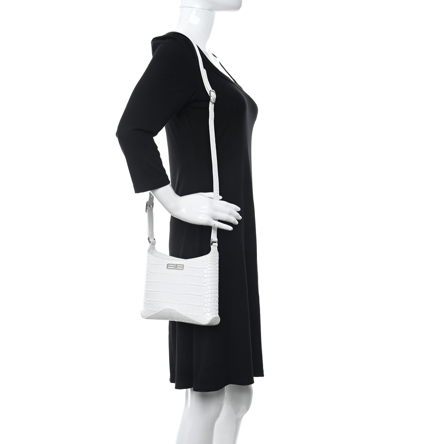 Balenciaga Shiny Super Supple Calfskin Crocodile Embossed Small XX Bag Optic White 2 of 10