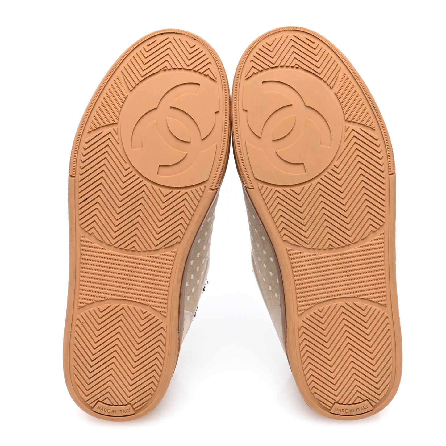 Fabric Suede Calfskin Logo Sneakers 38 Light Beige