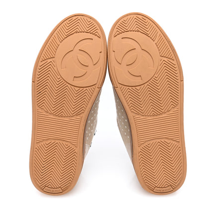 Chanel Fabric Suede Calfskin Logo Sneakers 38 Light Beige 5 of 7