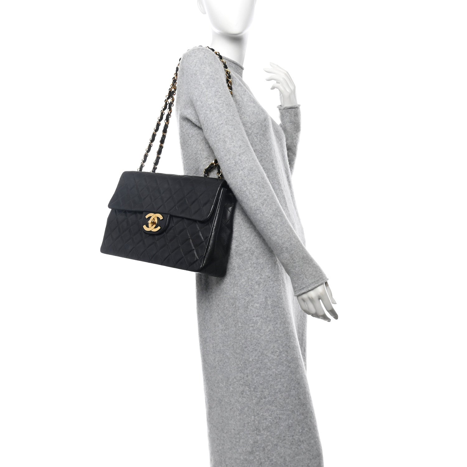 Chanel Lambskin Quilted XL Jumbo Single Flap Black 2 of 11