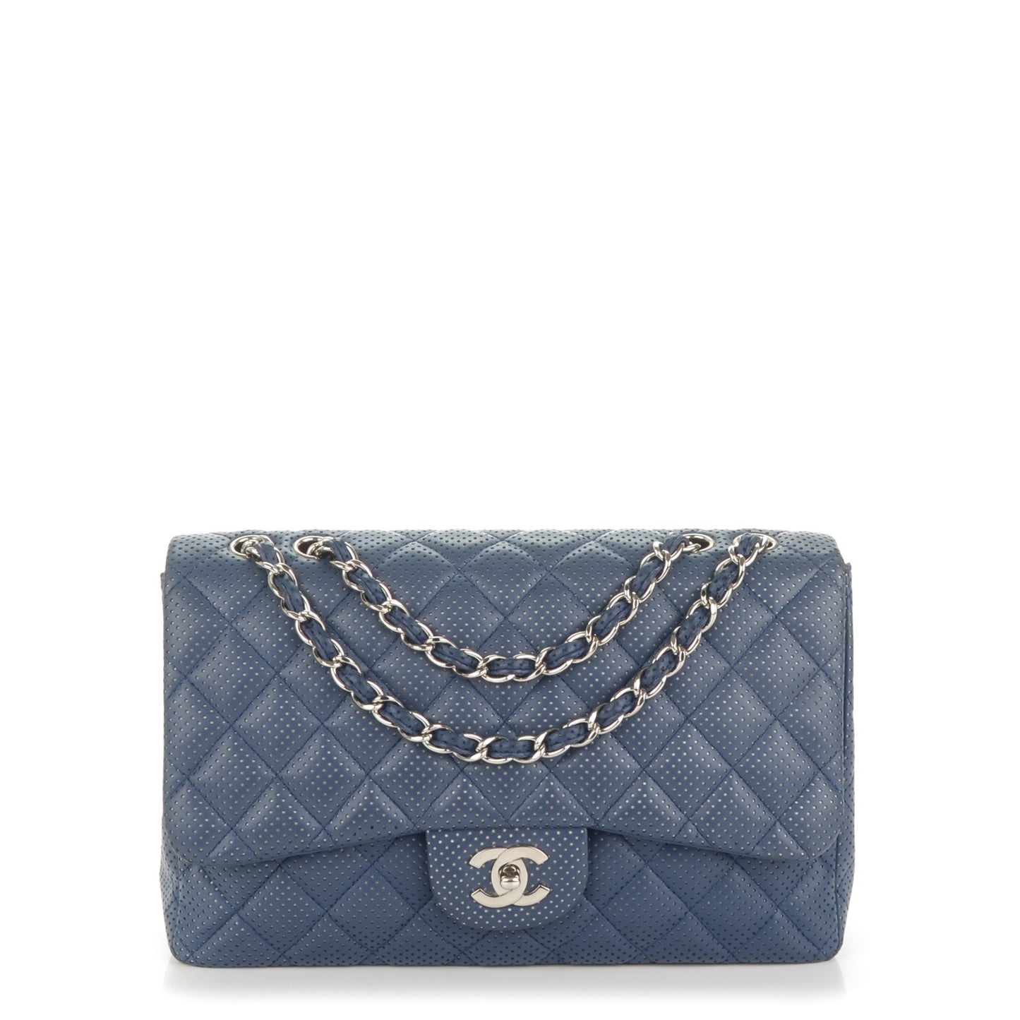 Lambskin Perforated Jumbo Single Flap Blue