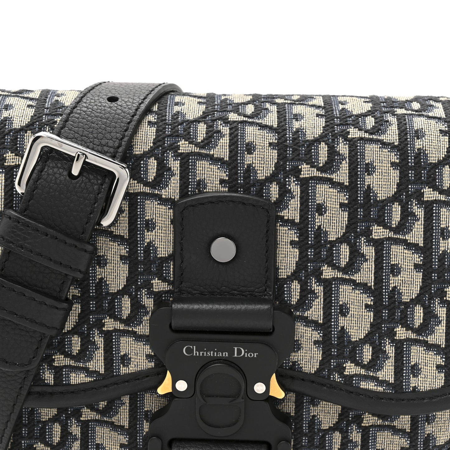 Oblique Grained Calfskin Mini Gallop Bag With Strap Black Beige