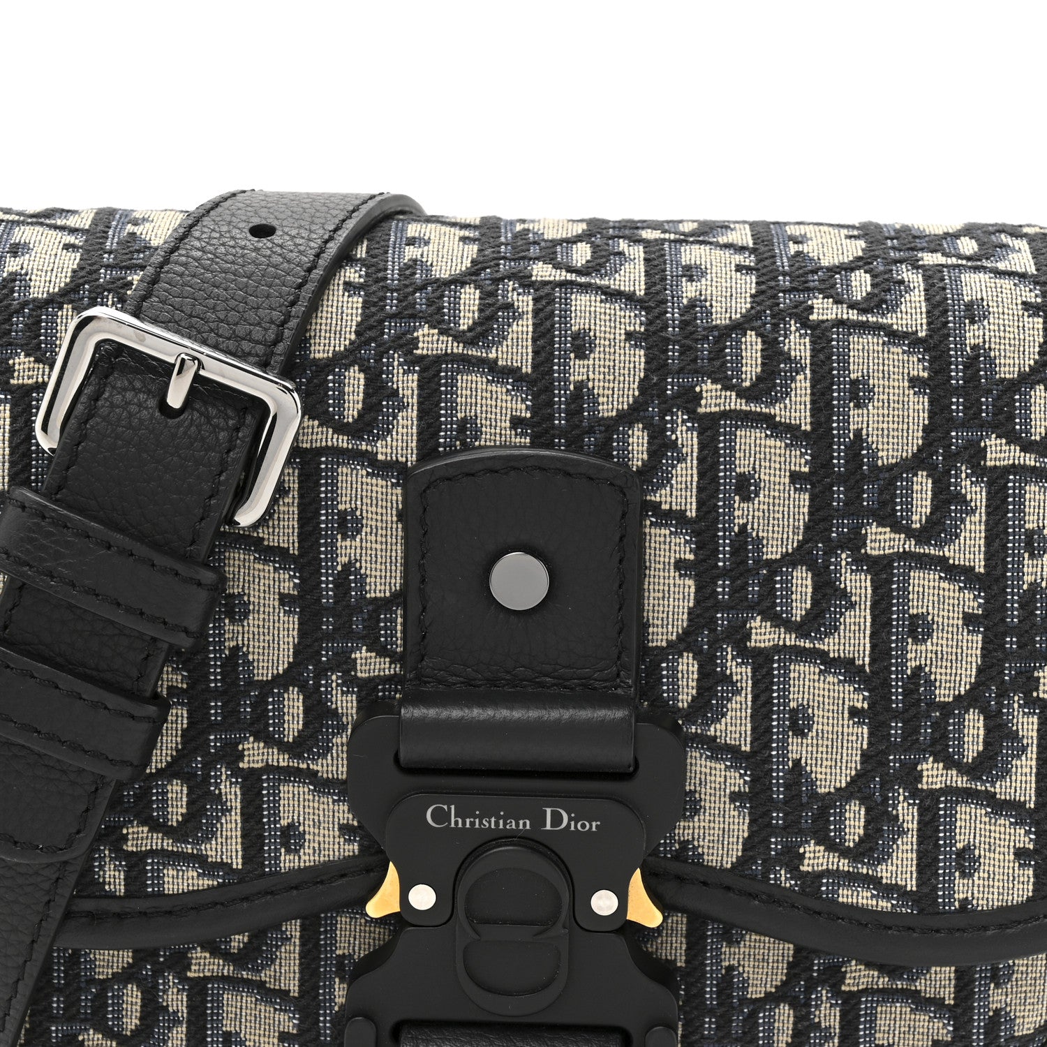 Christian Dior Oblique Grained Calfskin Mini Gallop Bag With Strap Black Beige 8 of 10