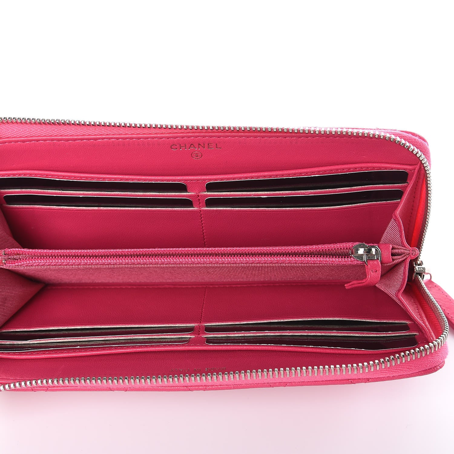Chanel Lambskin Quilted Zip Around Wallet Fuchsia 5 of 8