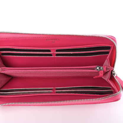 Chanel Lambskin Quilted Zip Around Wallet Fuchsia 5 of 8