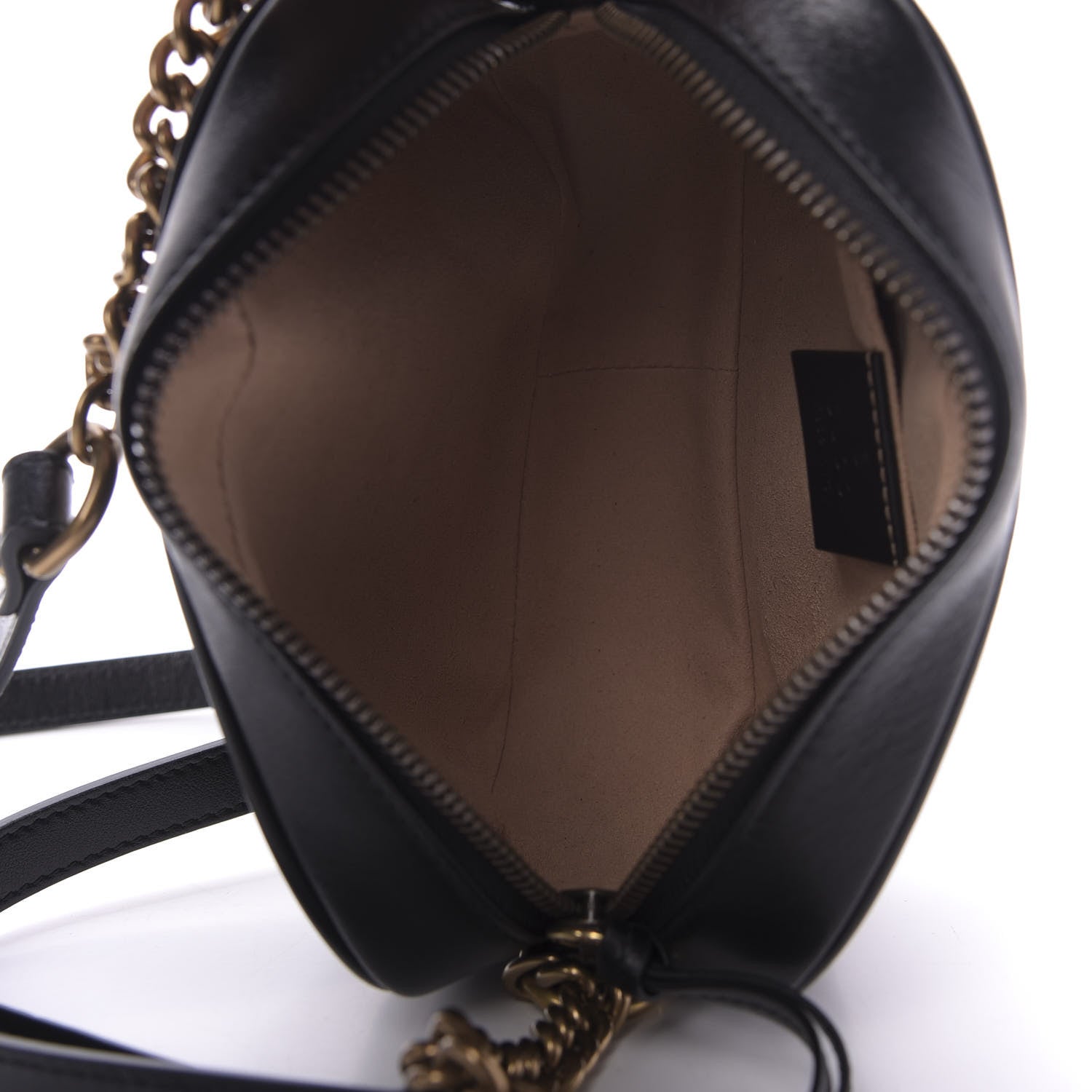 Gucci Calfskin Matelasse Mini GG Marmont Chain Shoulder Bag Black 5 of 10