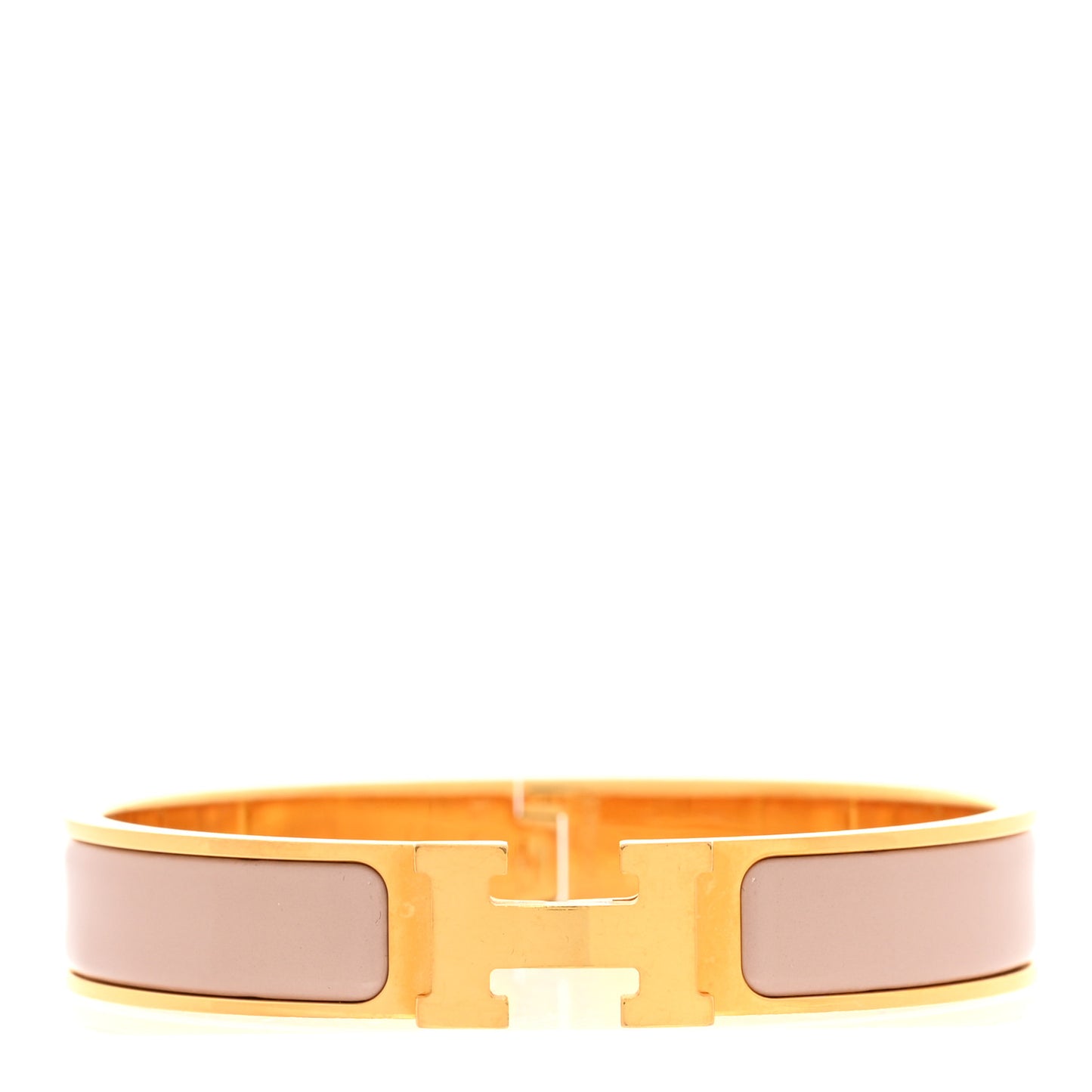 Enamel Narrow Clic Clac H Bracelet GM Marron Glace