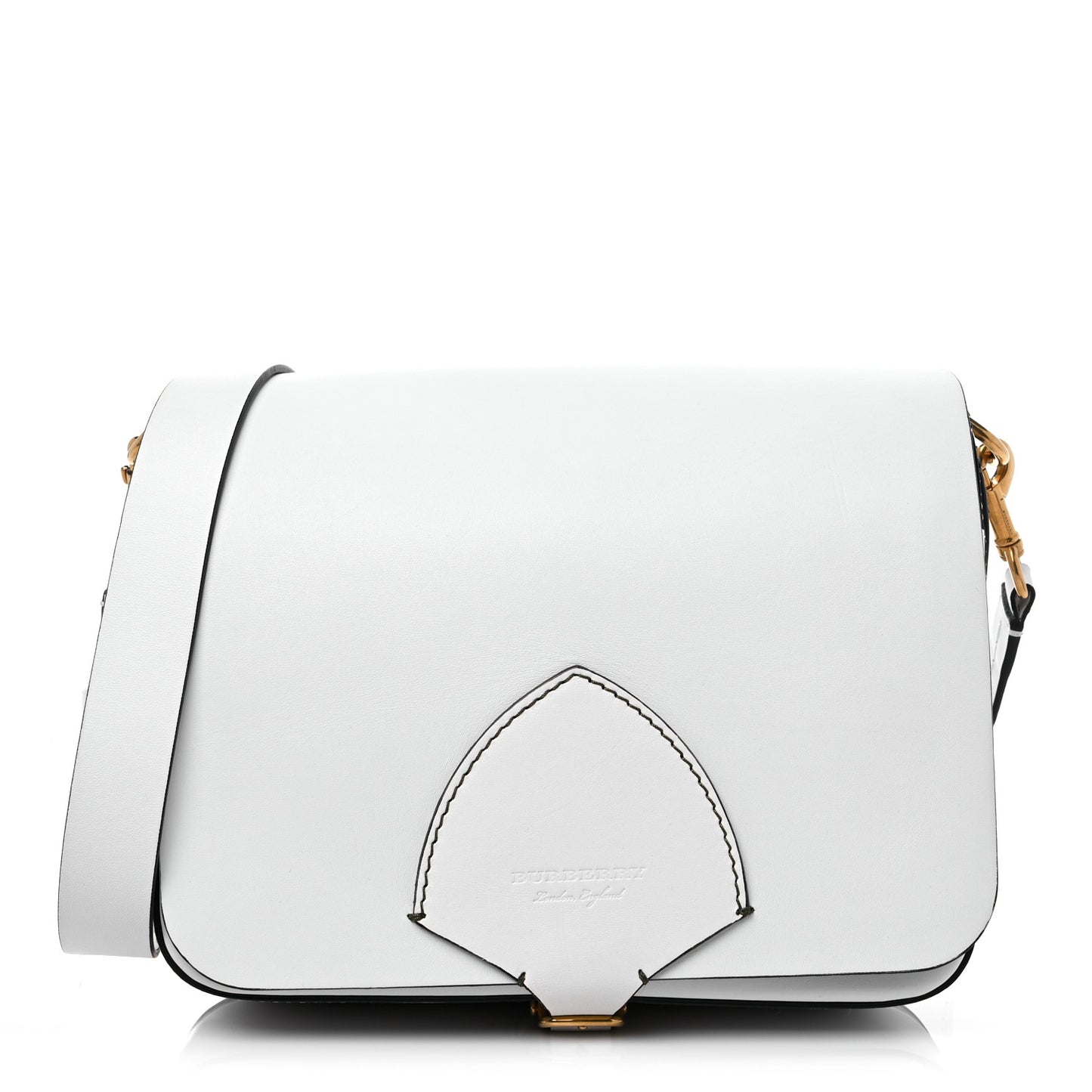Calfskin Large Square Satchel Chalk White
