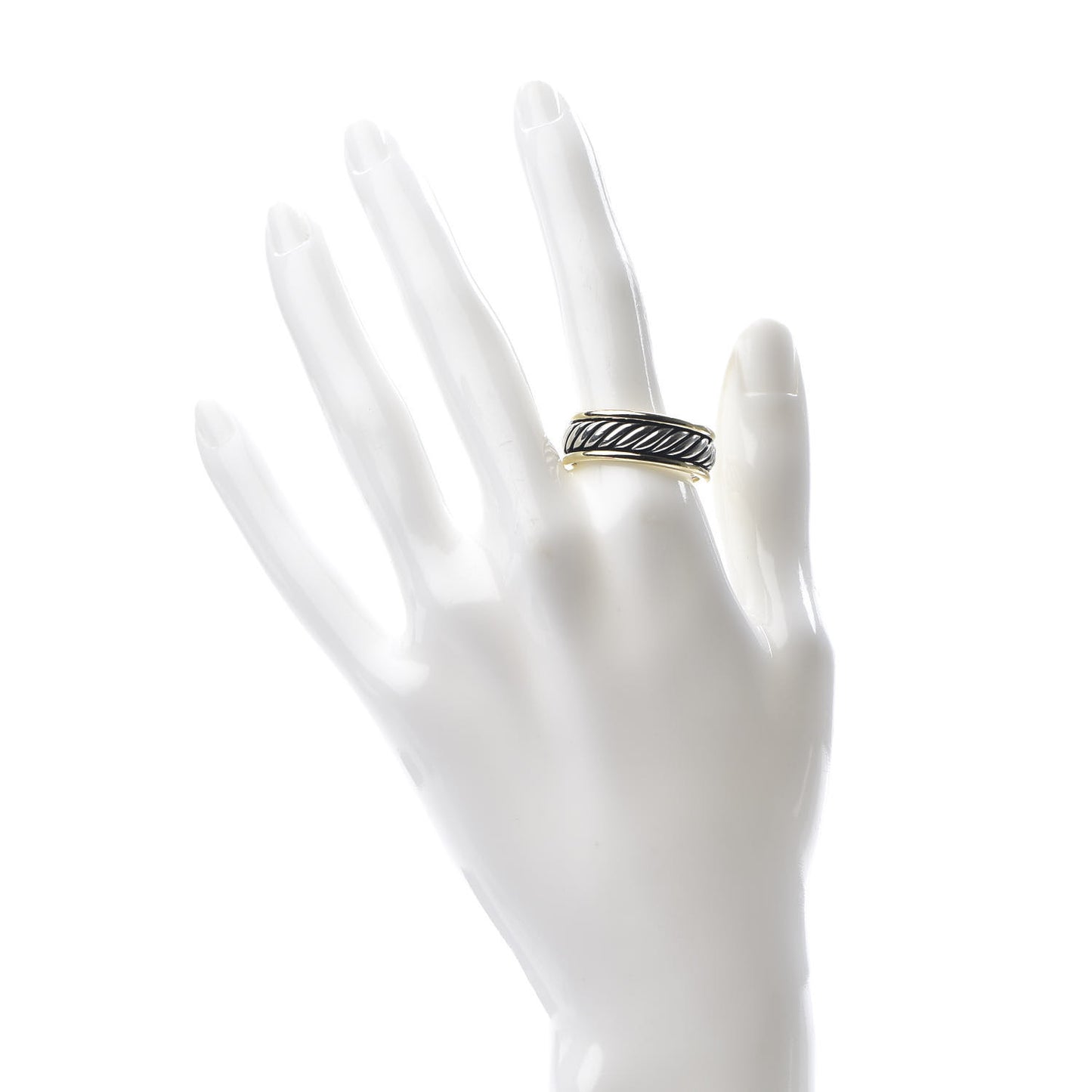 Sterling Silver 14K Yellow Gold Cable Band Ring 65 11