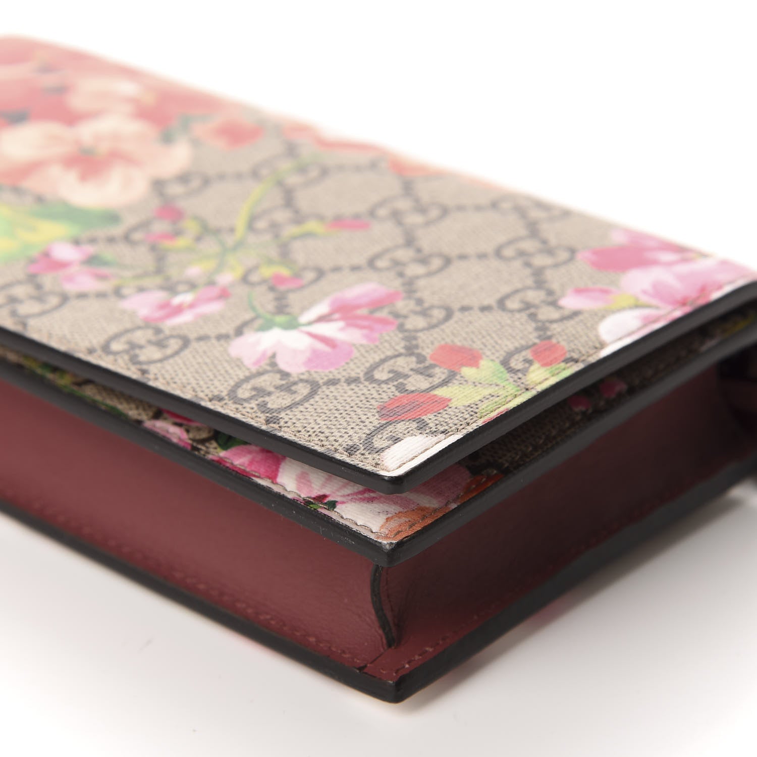 Gucci GG Supreme Monogram Blooms Chain Wallet Beige Multicolor Dry Rose 7 of 11
