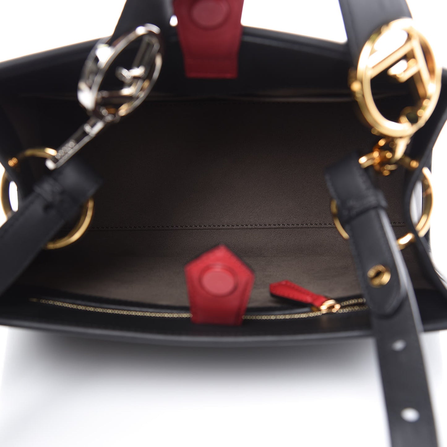 Vitello Century F is Fendi FF 1974 Embossed Small Runaway Satchel Black Maya