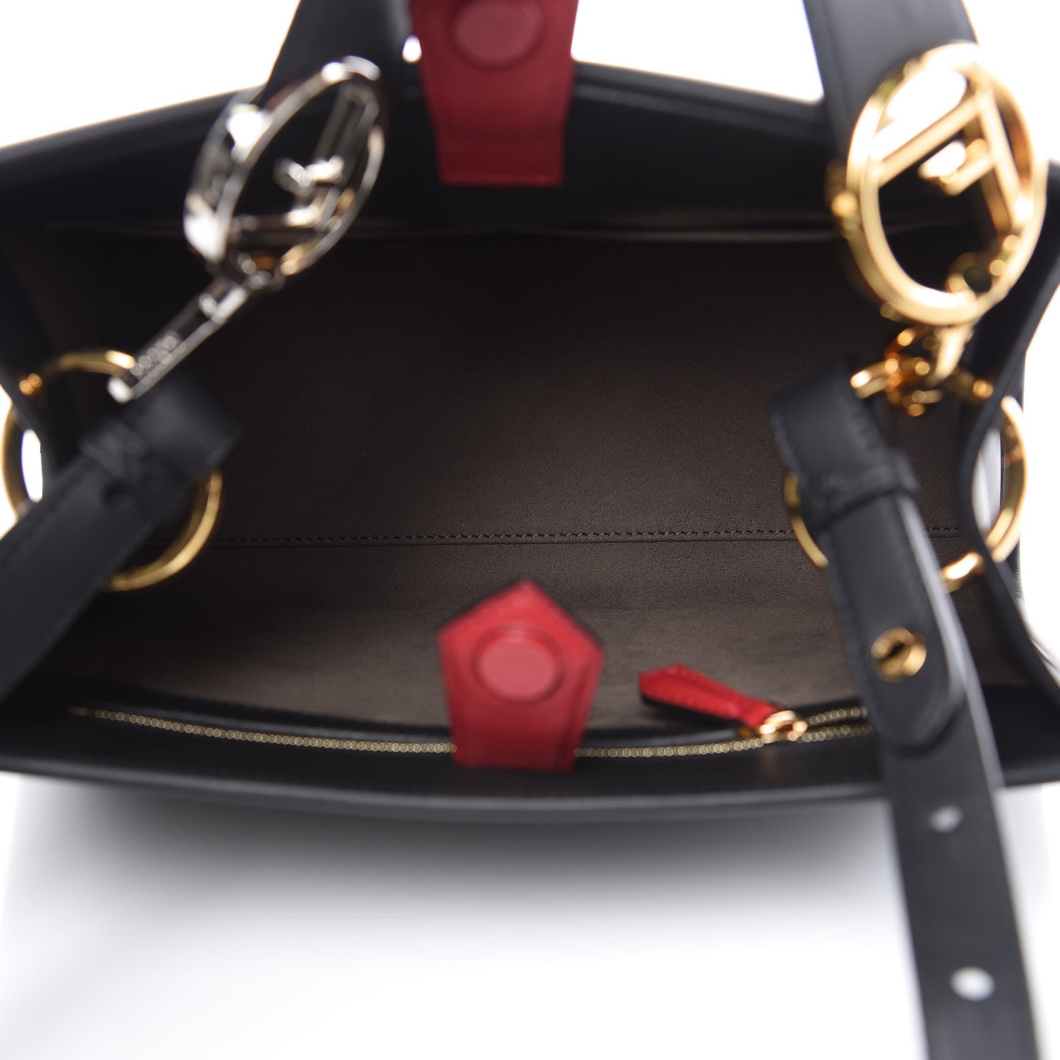 Fendi Vitello Century F is Fendi FF 1974 Embossed Small Runaway Satchel Black Maya 5 of 11
