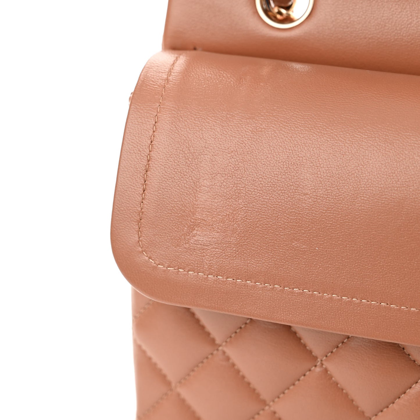Lambskin Quilted Medium Double Flap Brown
