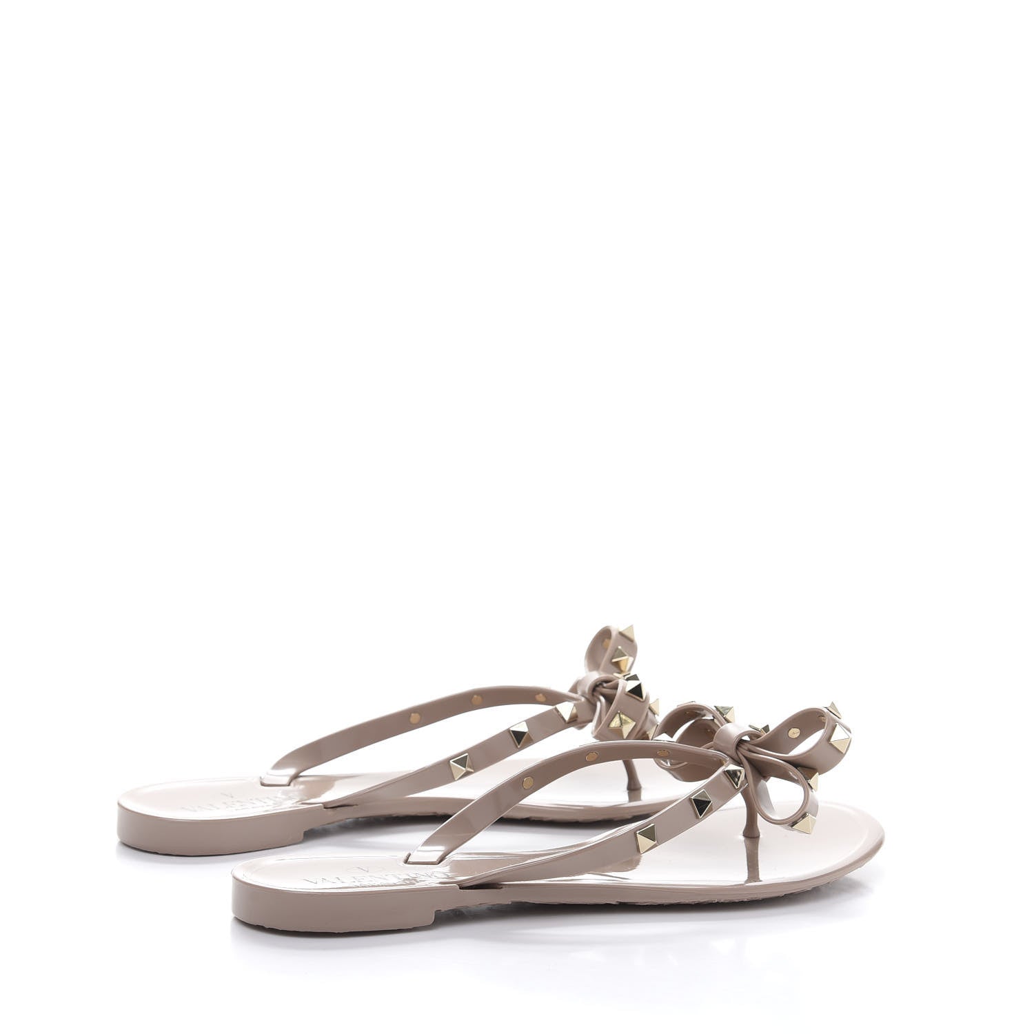 Valentino Garavani PVC Jelly Rockstud Bow Thong Sandals 38 Poudre 4 of 8