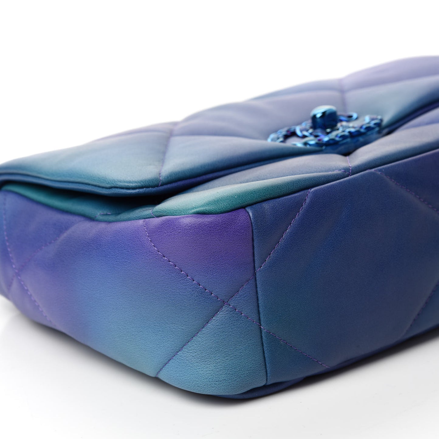 Tie Dye Calfskin Quilted Medium Chanel 19 Flap Blue Purple