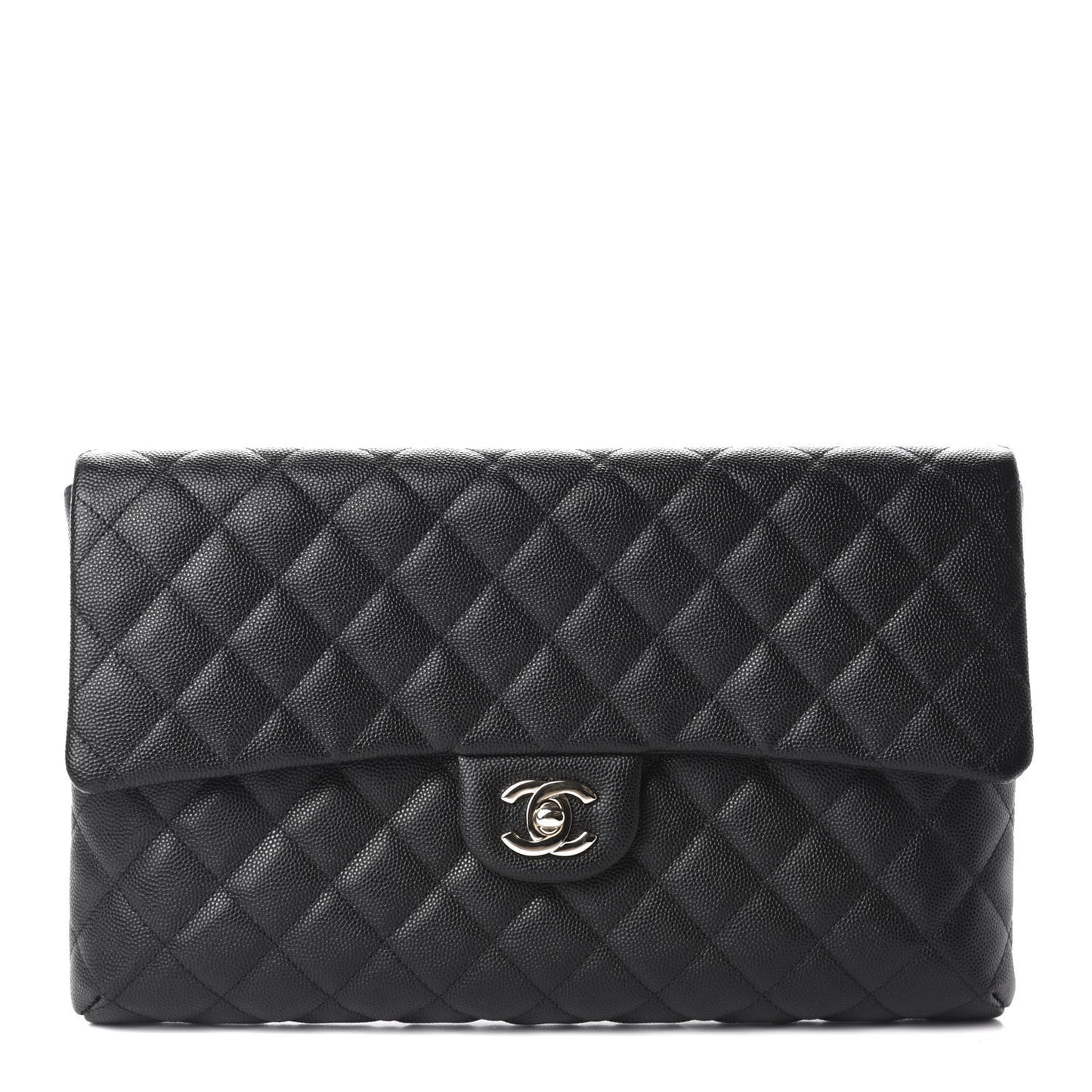 Caviar Quilted Flap Clutch Black