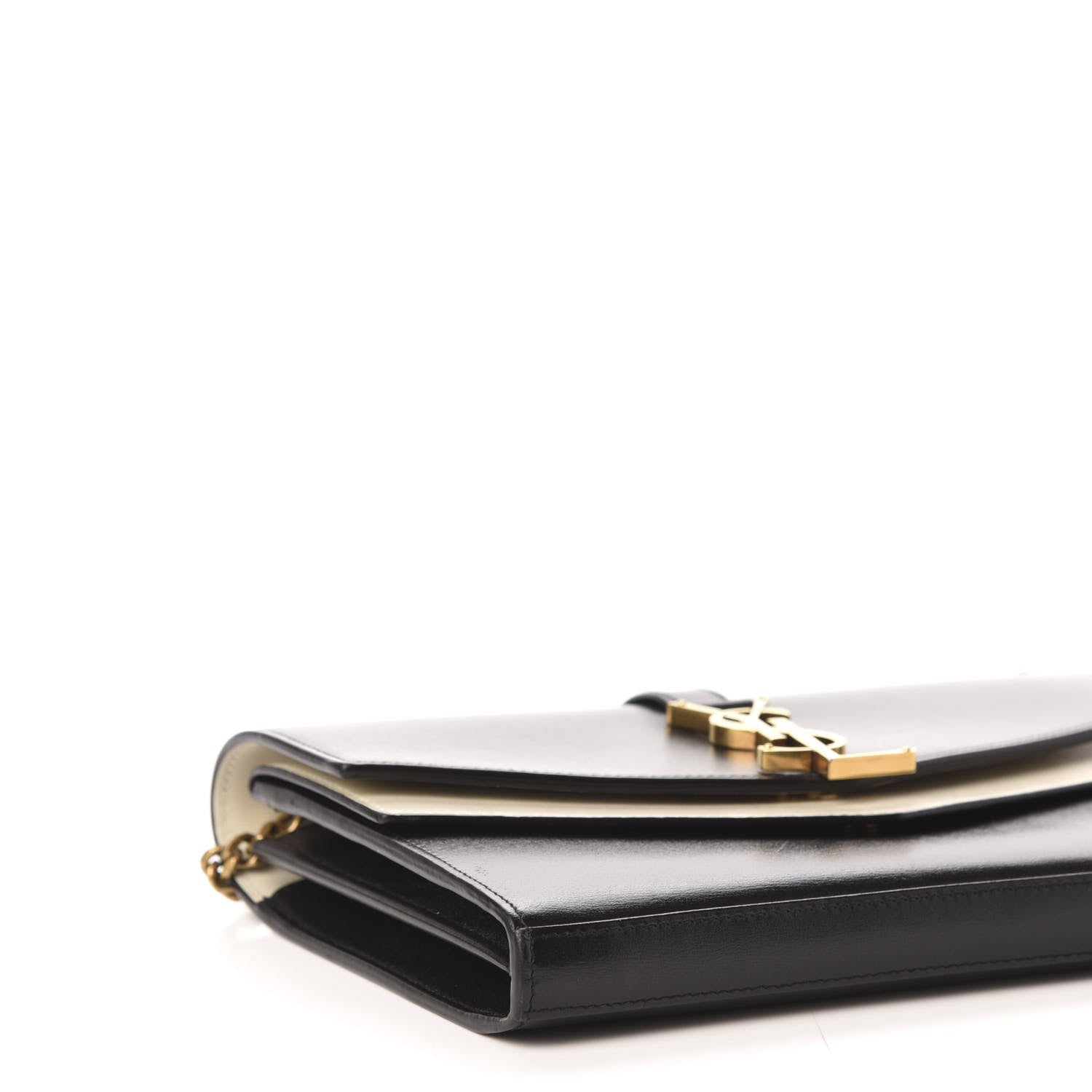 Saint Laurent Smooth Calfskin Monogram Sulpice Chain Wallet Black White 8 of 12