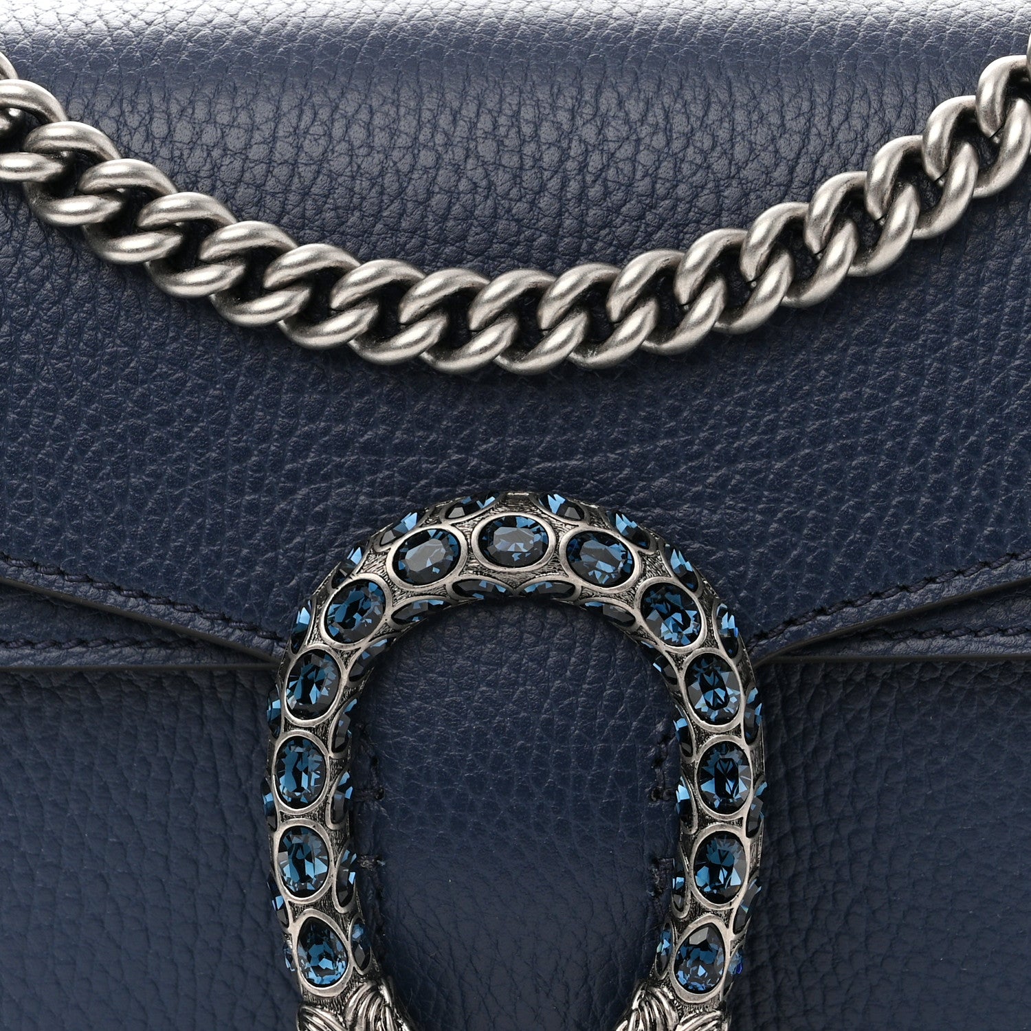 Gucci Dollar Calfskin Crystal Small Dionysus Shoulder Bag Blue Agata Montana Sapphire 10 of 12