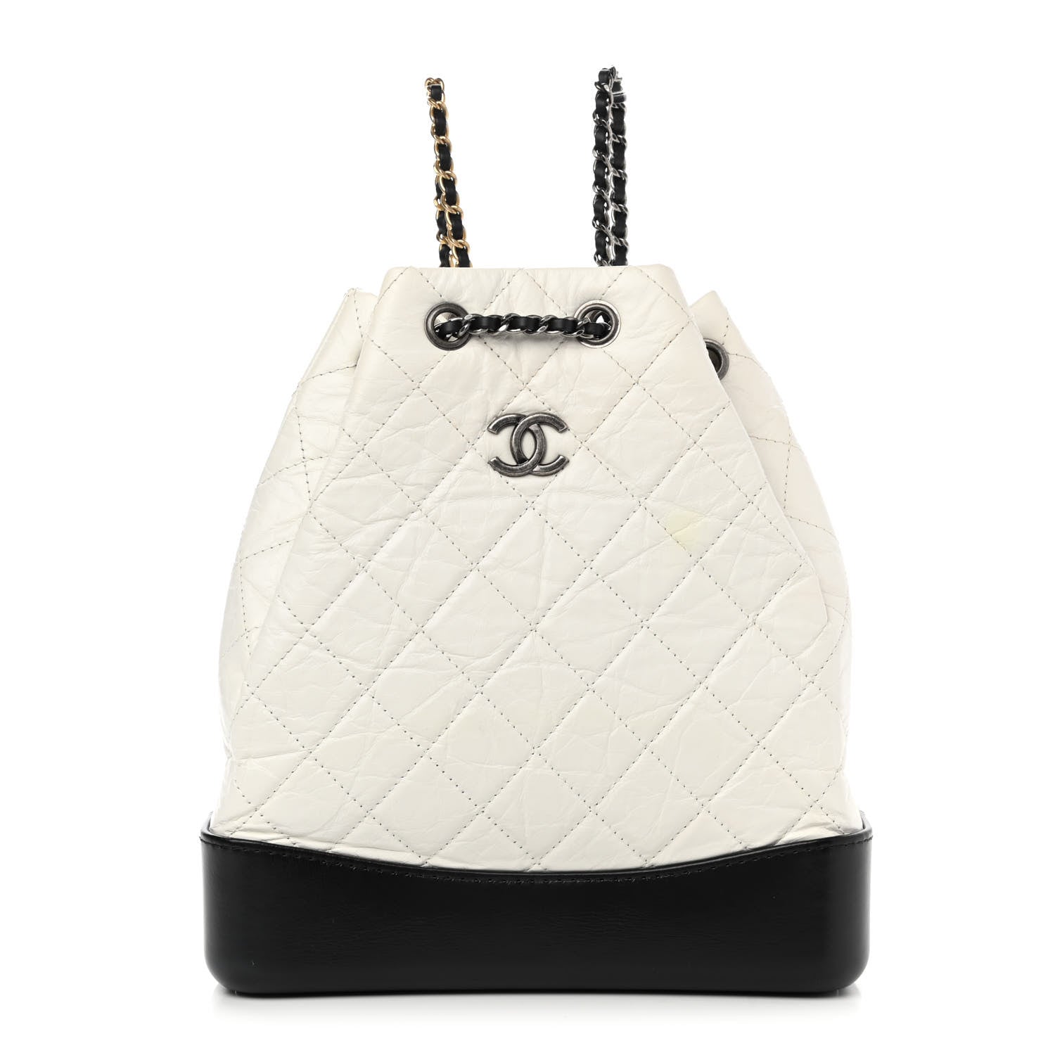 Chanel Aged Calfskin Quilted Gabrielle Backpack Black White 1 of 12
