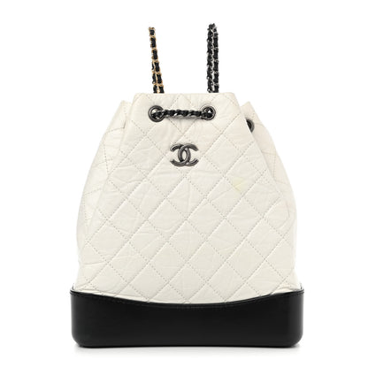 Chanel Aged Calfskin Quilted Gabrielle Backpack Black White 1 of 12