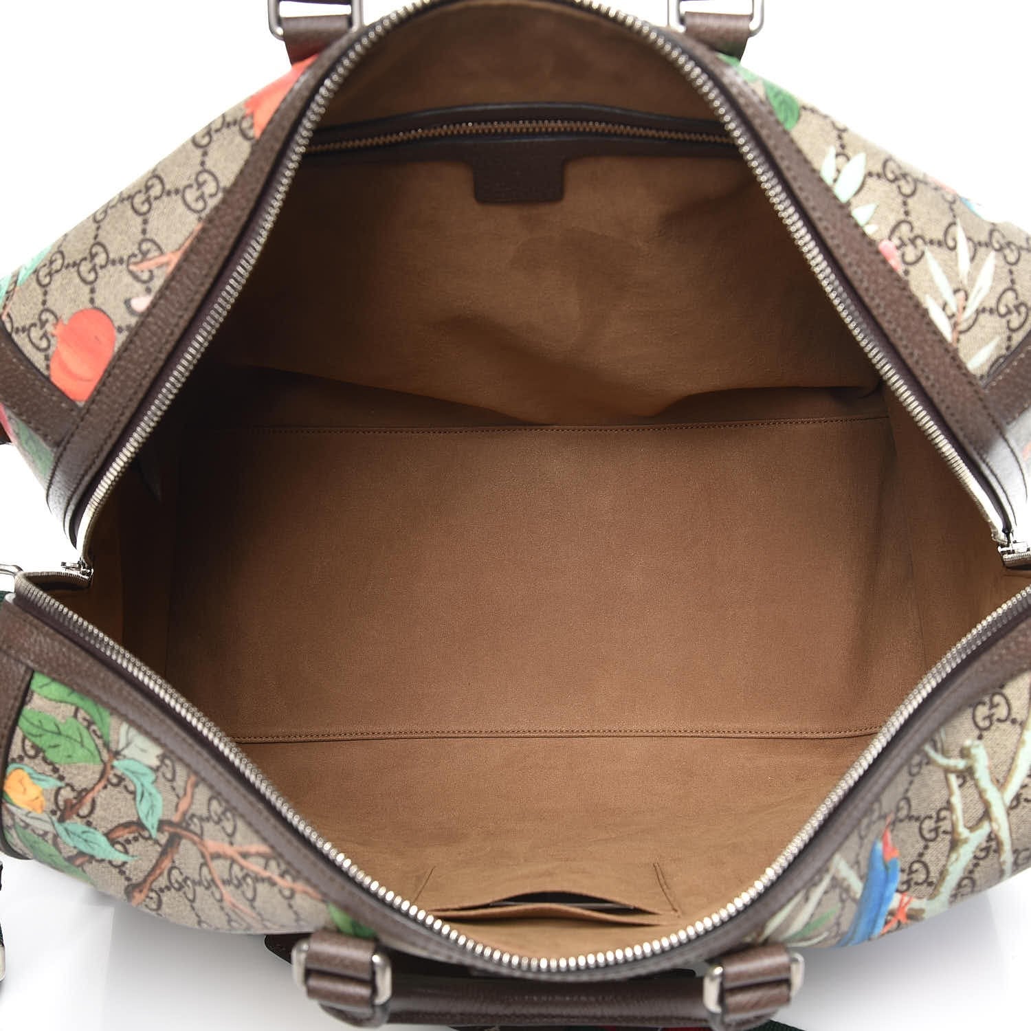 Gucci GG Supreme Monogram Tian Web Medium Duffle Beige Multicolor New Acero 5 of 8
